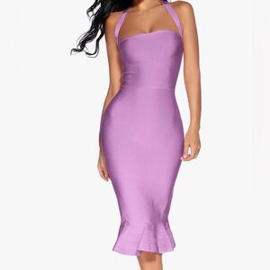 Chic Lavender Halter Midi Dress